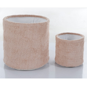 Cesta con base tejida estampada y mechones de lana, con asa de cuero PU, para baño, lavandería, guardería, mascotas, niños, regalos y almacenamiento - Product Image 3