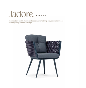 Fauteuil de jardin moderne et confortable avec structure en fer, assise en mousse rembourrée et pieds coniques, idéal pour balcon et jardin - Product Image 1