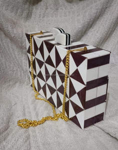 LUXURY CRAFTS <b>Women's</b> Fashion-Style Wooden Clutch <b>Bag</b> with Chains Decor for Wedding Occasions - Product Image 4