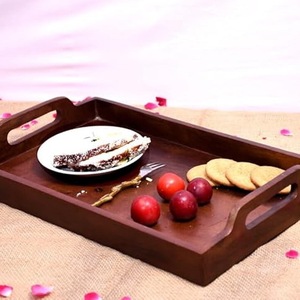 Bandeja Rectangular de Madera para Servir con Asas, Bandeja de Madera Maciza para Comida, Café, Té, Desayuno, Decoración del Hogar - Product Image 3