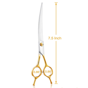 กรรไกรตัดขนสัตว์เลี้ยง MARI INSTRUMENTS รุ่นยอดนิยม ด้ามจับสีทองครึ่งด้าม ขนาด 7.5 นิ้ว แบบโค้ง - Product Image 2