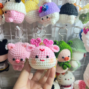 Custom Crochet Animal Keychain Made in Vietnam Handmade Amigurumi Plush <b>Key</b> <b>Ring</b> Cute Animal <b>Bag</b> Charm Wholesale - Product Image 4