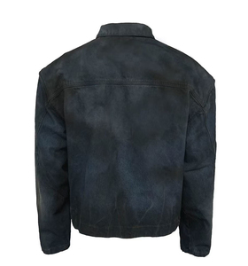 2026 Autumn Men's Tuxedo Shirt Square Collar Full Sleeve Denim Fabric Beaded Casual Solid Anti-Wrinkle Quick Dry Waterproof - Product Image 3