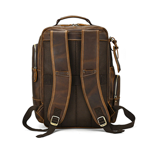 Sac à dos classique pour homme en cuir véritable avec fermeture à boucle - Léger, résistant à l'eau, idéal pour la randonnée, l'école et les ordinateurs portables - Product Image 2