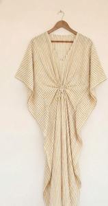 Caftán de algodón con estampado bohemio hecho a mano para mujer, vestido holgado de verano para playa o resort - Product Image 5