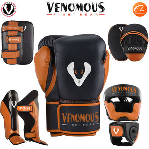 Espinilleras Venomous de cuero negro y naranja con cierre ajustable de velcro, protección profesional para adultos, para todas las estaciones - Product Image 6