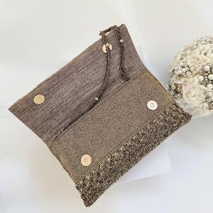 Sac à bijoux de luxe fait main avec des perles en forme de papillon pour femmes, sac de soirée noir à paillettes, sac de mariage brodé de pierres de cristal - Product Image 2