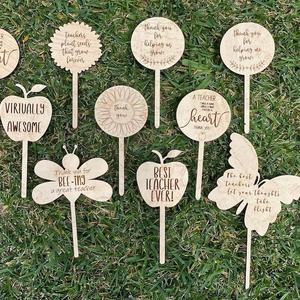 Handmade <b>Wooden</b> Marker <b>Stakes</b> for Trees and Garden Flower and Vegetable Pot Stand Cards for Home Decor and Party Occasions - Product Image 1