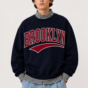 Sweat-shirt à col montant pour homme personnalisé, imprimé New York, coupe ample, décontracté, manches régulières, en coton French Terry, style automne - Product Image 2