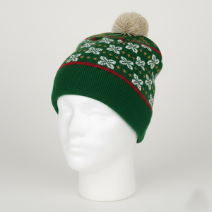 Bonnet d'hiver tendance à prix abordable, bonnet tricoté avec pompon en fourrure de dernière génération, bonnet jacquard 2026 - Product Image 2