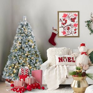 Árbol de Navidad Artificial Preiluminado de 1.2 m con 150 Luces Blancas Cálidas, Efecto Nieve, Pino Realista de PE para Decoración Navideña Interior - Product Image 6