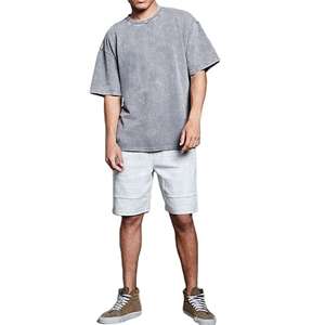 Camiseta de hombre estilo urbano, 100% algodón, 220g por metro cuadrado, corte ajustado, costura de una sola aguja, lavado ácido vintage, efecto desgastado por el sol. - Product Image 3