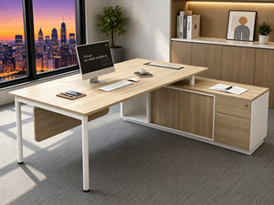 Escritorio Ejecutivo Moderno en Forma de L con Gabinete de Almacenamiento, Muebles de Oficina de Acero para Oficina en Casa y Uso Comercial - Product Image 1