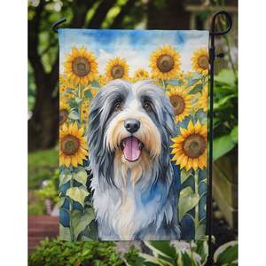 Collie barbudo multicolor y bandera de jardín de girasoles Patio artístico y cartel de patio para buzón y decoración de camas de flores tamaño pequeño - Product Image 3