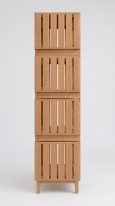 Estante de Almacenamiento Modular de Teca Sólida Moderna de Cuatro Niveles, Organizador de Pie Marrón para Sala de Estar - Product Image 2
