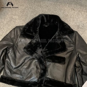 Womens Shearling Leather Jacket Faux Fur <b>Lined</b> Winter <b>Coat</b> Stylish PU Leather Outerwear For Women Shearling leather Jacket - Product Image 4
