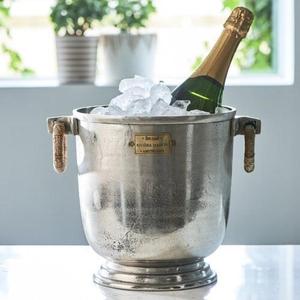 Food Safe Metal <b>Ice</b> <b>Bucket</b> With Lid Easy Portable Metal Champagne Wine Chiller <b>Bucket</b> With Handles Double Wall - Product Image 5