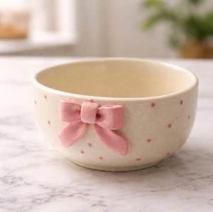 ชามซุปเซรามิกทรงกลมสีขาว สไตล์วาบิซาบิ เคลือบลายจุด งานแฮนด์เมด - Product Image 2