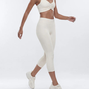Top Selling <b>Women's</b> <b>Thermal</b> Knitted Solid Soft High Waist Scrunch Butt Workout Yoga Sports Leggings Mid Calf <b>Women</b> Capri Legging - Product Image 1