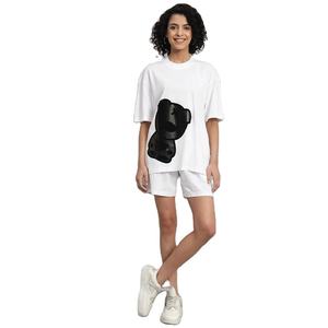 Best Selling <b>White</b> Cartoon Printed Twin Set for <b>Women</b> Custom Oversized T-Shirt and <b>Shorts</b> Good For Sports Wear And Casual Wear - Product Image 4