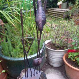 งานฝีมือ รูปปั้นนกเหล็กหล่อบนต้นกก ของตกแต่งสวนและบ้านไร่ - Product Image 4