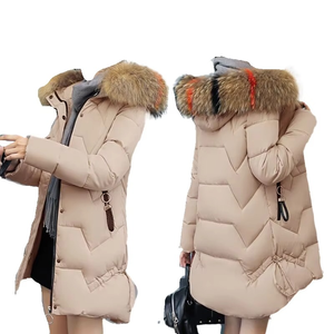 Women Quilted Parka <b>Jacket</b> With <b>Fur</b> Trim Hood Windproof Winter Coat Full Sleeve Polyester Wadding Regular Length - Product Image 5