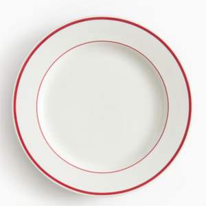 Assiettes de service modernes minimalistes à bordure rouge / en métal, assiettes rondes pour repas haut de gamme, décoration de table raffinée - Product Image 1