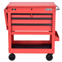 Chariot utilitaire robuste en acier thermolaqué à 4 tiroirs avec fermeture amortie, personnalisable OEM, garantie 3 ans pour garage et atelier