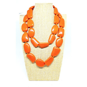 Vintage Yellow Resin Beaded Necklace with Matching Earrings Fashion Jewelry Set for Women Party Wear Silver Plated Accents - Product Image 5