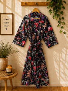 Al por Mayor, Bata Kimono 100% Algodón para Mujer |   Kimono Hecho a Mano con Estampado de Bloques |   Logotipo Personalizado |   OEM ODM |   Fabricante de Jaipur - Product Image 5