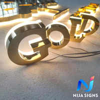 Letras Luminosas con Fondo de Cristal de Acero Inoxidable, Letrero Decorativo para Exteriores con Imagen Personalizada, Letrero de Pared para Empresa con Tira de Luz LED