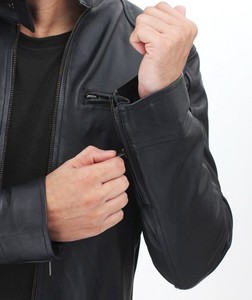 Nouvelle Arrivée Veste de Moto en Cuir Véritable Noire Décontractée Respirante Écologique Hiver Homme Personnalisable - Product Image 2