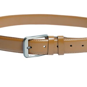 Ceinture en cuir de vache couleur camel pour hommes et femmes, logo personnalisé, boucle en alliage faite à la main, solide, carrée, vintage, décontractée, durable - Product Image 5