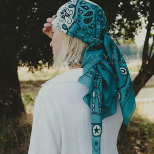 Wholesale Luxury Bow Pattern Custom Printed <b>Bandana</b> 100% Silk Soft Lightweight Multi-Purpose Breathable Quick Dry - Product Image 4