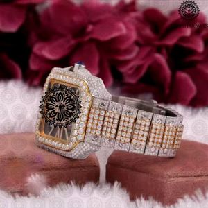 Montre de luxe Charm Jewels avec diamants, boîtier en acier inoxydable, analogique, mécanique, pour homme, cadran de 40 mm, bracelet de 20 cm, date automatique, 10 bars - Product Image 2