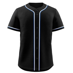 Maillot de baseball noir unisexe à manches courtes - Product Image 5