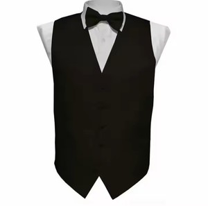 High Quality Vittorio Farina Men's Suit Set with Solid Peach Vest Peach <b>Back</b> Bow Tie Necktie Pocket Square - Product Image 2