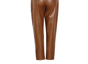 Pantalones de cuero sintético para mujer, estilo pull-on, cintura alta, suaves y elásticos, de PU, a la moda, casuales, para uso diario, OEM, ODM, venta al por mayor personalizada - Product Image 3
