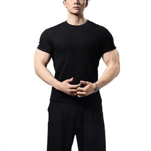 T-shirt de fitness 65% coton 35% polyester, séchage rapide, vêtements de sport à manches courtes, vêtements d'entraînement pour hommes, t-shirt de course, t-shirt de sport musculaire - Product Image 3