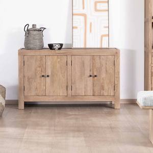 Vandana Crystal Surface 4-door <b>sideboard</b> in solid mango wood 130cm Maestro - Product Image 1