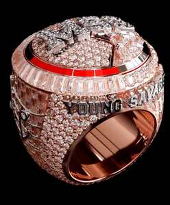 Rose Gold Plated <b>Solid</b> <b>Silver</b> Iced Out VVS Moissanite Diamond Championship Ring For Men - Product Image 3