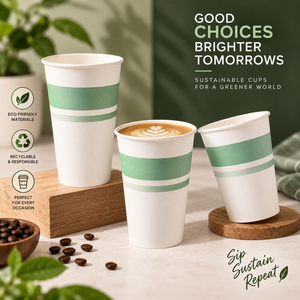 แก้วกาแฟกระดาษคราฟท์รักษ์โลก ดีไซน์ผนังลูกฟูก พร้อมฝาสีเขียว สำหรับเครื่องดื่มร้อน ใช้ซ้ำได้ เป็นมิตรต่อสิ่งแวดล้อม เหมาะสำหรับซื้อกลับบ้าน - Product Image 2