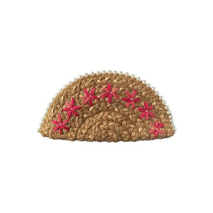 Sac à main en jute tissé à la main avec garniture en perles et broderie florale rose, sac de soirée, accessoire de mode pour femme - Product Image 1