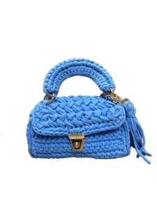 กระเป๋าถือมินิแบบสะพายข้างถักโครเชต์สีฟ้าอ่อน - Product Image 2