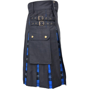 Venta al por mayor de kilt híbrido escocés personalizado para mujer, tela de algodón, pliegues de tartán azul Ramsay, suministros de fábrica - Product Image 4