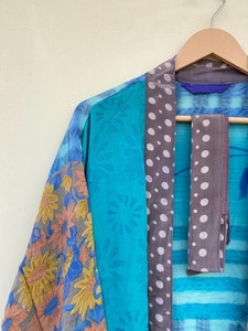 Resort Wear Crape Silk Kimono Robe Bohème Soie Sari Robe Party Wear Beach Wear - Product Image 5