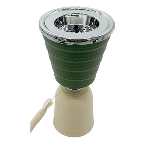 Brûleur d'encens diffuseur d'aromathérapie, base verte, dessus blanc, bordure métallique, pompon décoratif - Product Image 5