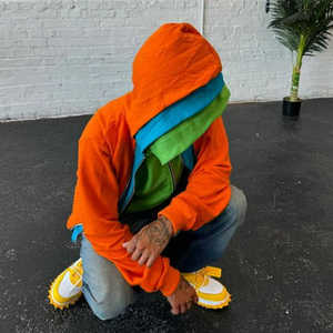 Custom 3 Layer Zip Hoodies <b>Men</b> Heavyweight Fleece 100% Cotton Triple Layer Color Block Winter Hoodie Cut Sew 3 Zipper - Product Image 4