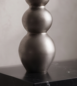 Vase décoratif en métal argenté de luxe, forme sphérique empilable moderne, texture, récipient à fleurs pour la maison, le bureau, le hall, l'aménagement intérieur - Product Image 5