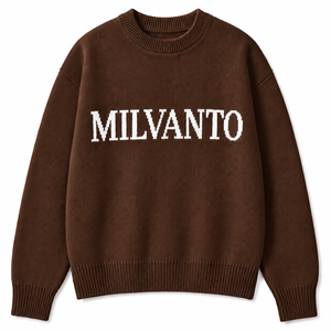 Pull en tricot pour homme avec logo personnalisé, couleur marron, très vendu |   Pull à col rond à manches longues de qualité supérieure |   Pull en tricot avec logo de marque - Product Image 1